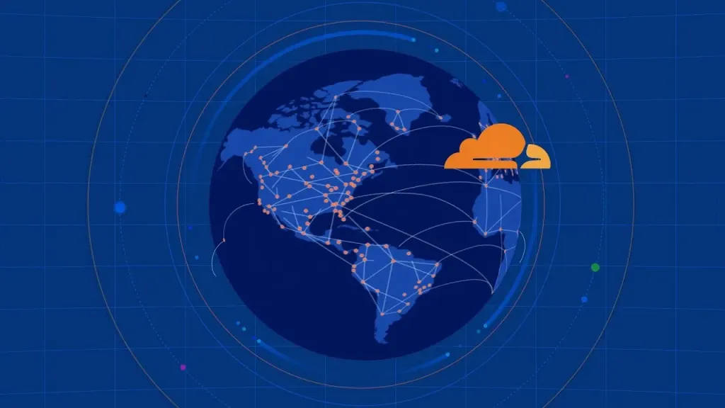Standbild aus dem Cloudflare-Video: Weltkugel mit dem Netzwerk von Cloudflare